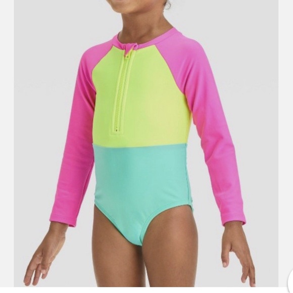 Cat & Jack Other - 2T Toddler Cat & Jack Colorblock Long Sleeve Swimsuit